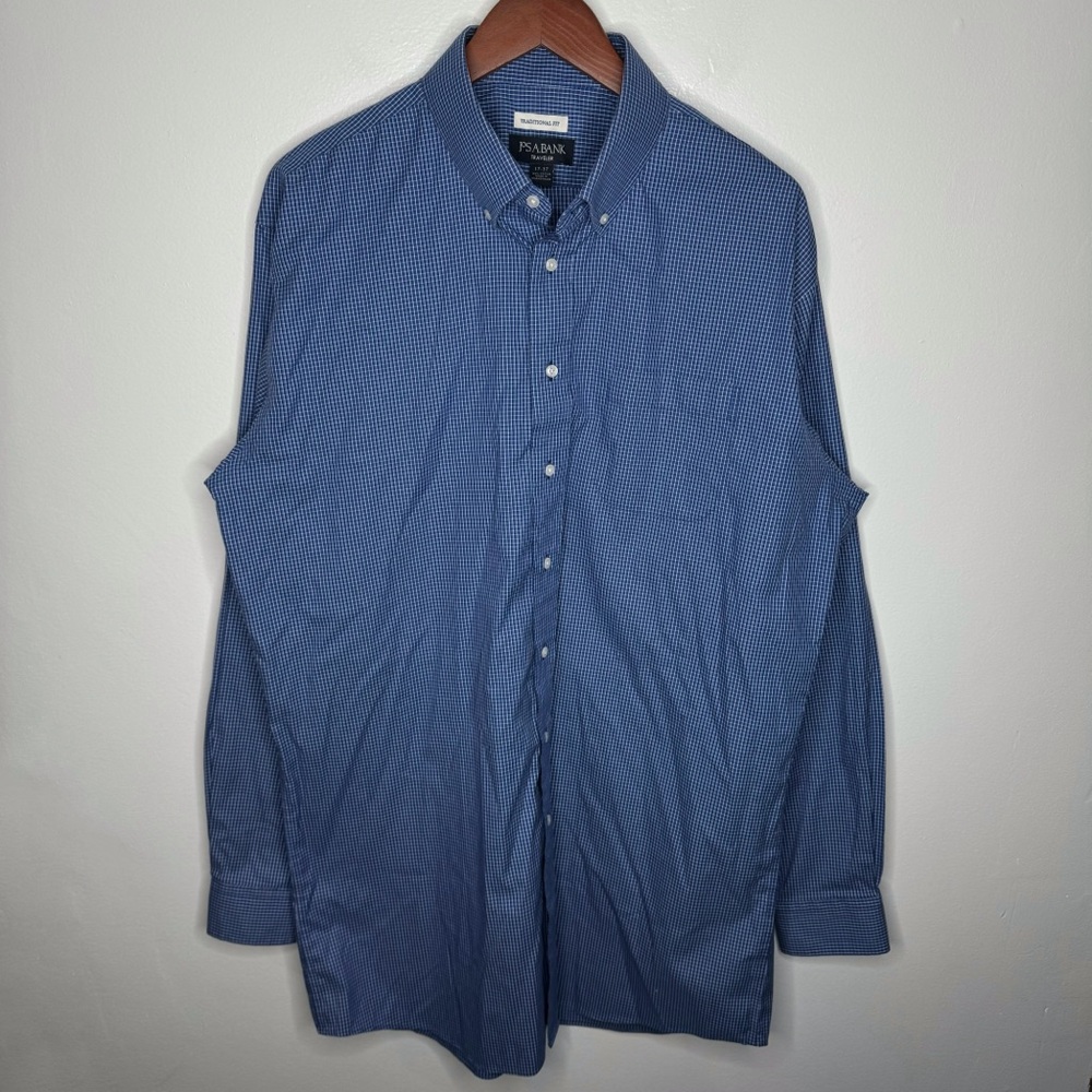 Jos. A. Bank Traveler Traditional Fit 100% Cotton Button Down Shirt Size 17 - 37